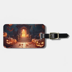 Glowing Pumpkin Halloween Luggage Tag
