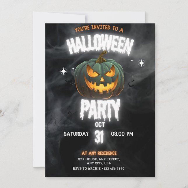 Glowing Pumpkin Halloween Party  Invitation (Front)