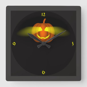 Glowing Pumpkin - Square Wall Clock