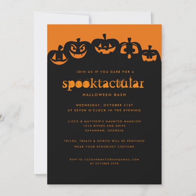 Glowing Pumpkins Halloween Bash Invitation (Front)