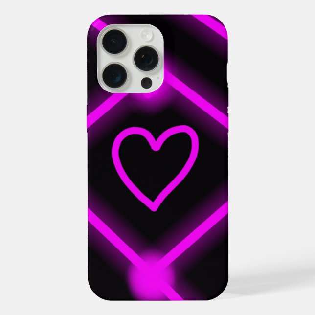 glowing purple/pink heart design case (Back)