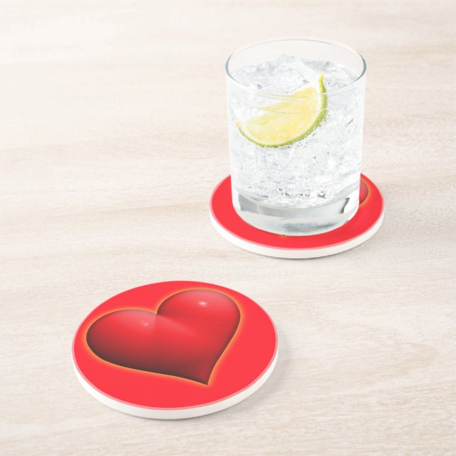 Glowing Red 3-D Heart Coaster (Side)