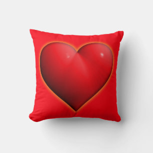 Glowing Red 3-D Heart Cushion