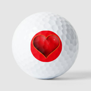 Glowing Red 3-D Heart Golf Balls