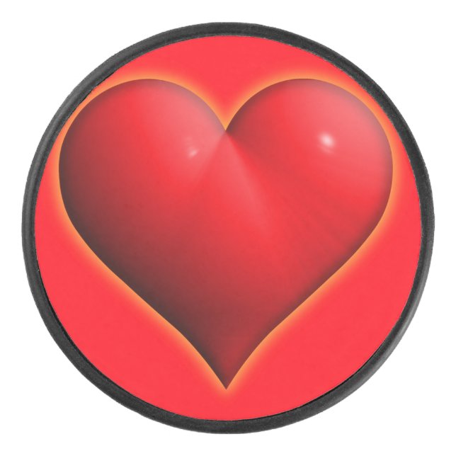 Glowing Red 3-D Heart Hockey Puck (Front)