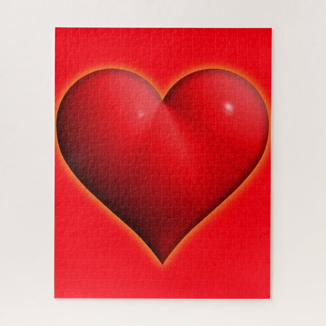 Glowing Red 3-D Heart Jigsaw Puzzle (Vertical)