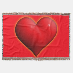 Glowing  Red 3-D Heart Throw Blanket