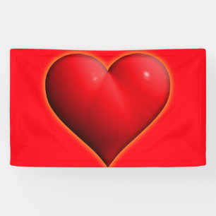 Glowing Red 3-D Heart Valentine's Day Banner