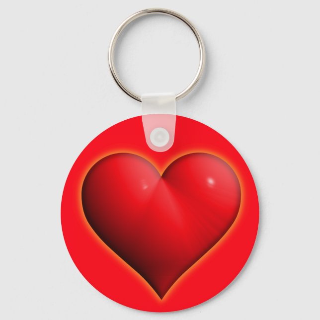 Glowing Red 3-D Heart Valentine's Day Key Ring (Front)