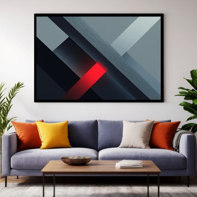 Glowing Red Abstract Concrete Geometric Art Poster (Creator Uploaded)
