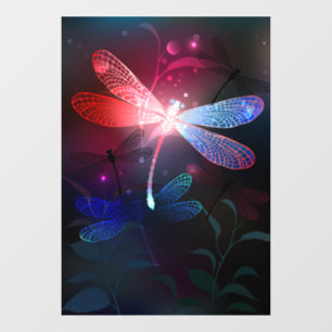 Glowing red dragonfly