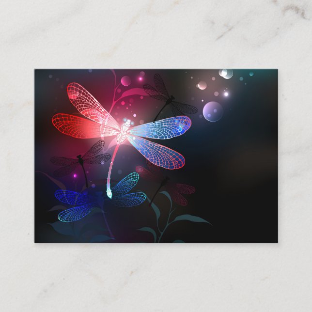 Glowing red dragonfly appointment card (Front)