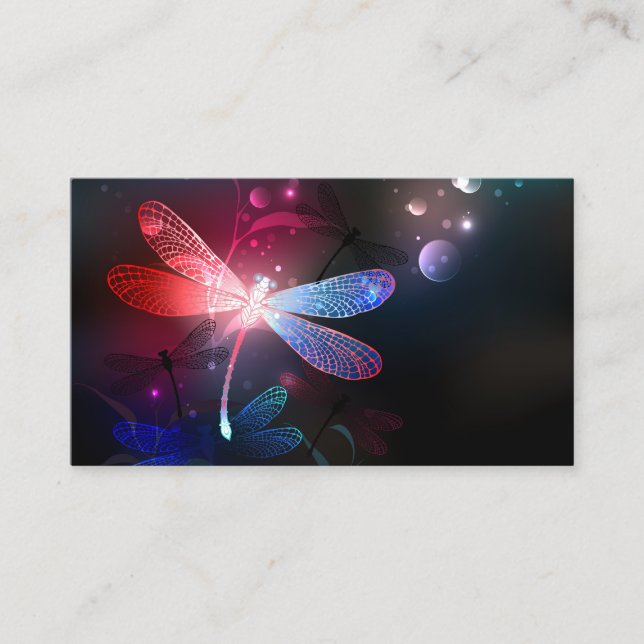 Glowing red dragonfly appointment card (Front)