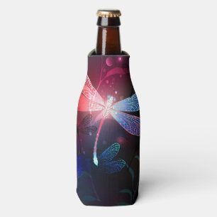 Glowing red dragonfly bottle cooler