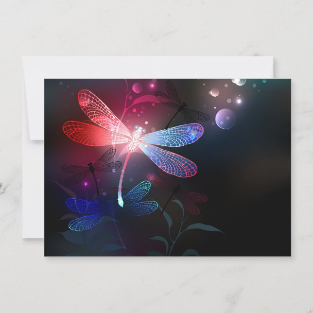Glowing red dragonfly card (Front)
