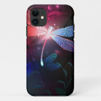 Glowing red dragonfly