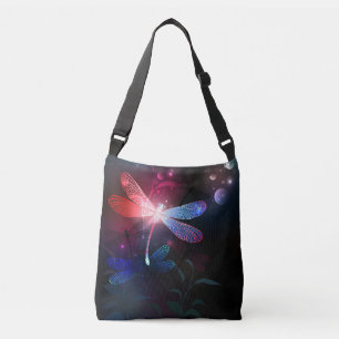 Glowing red dragonfly crossbody bag