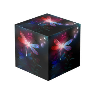 Glowing red dragonfly cube