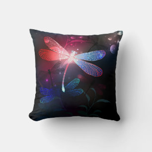 Glowing red dragonfly cushion