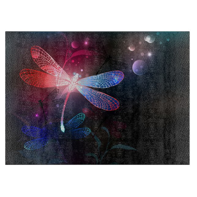 Glowing red dragonfly cutting board (Front)