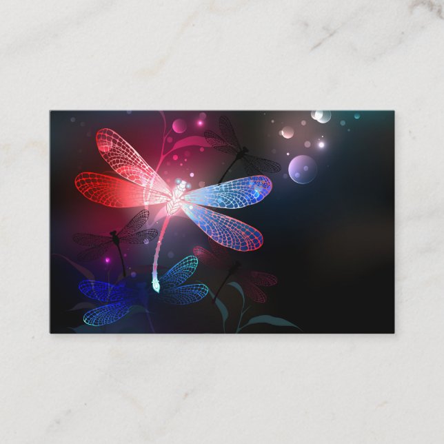 Glowing red dragonfly discount card (Front)