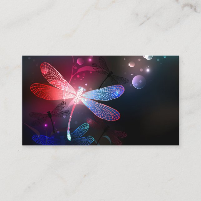 Glowing red dragonfly discount card (Front)