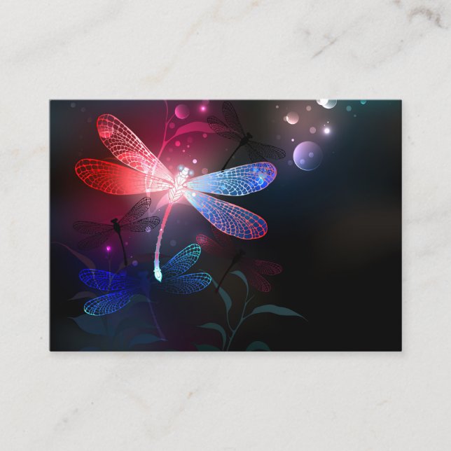 Glowing red dragonfly discount card (Front)