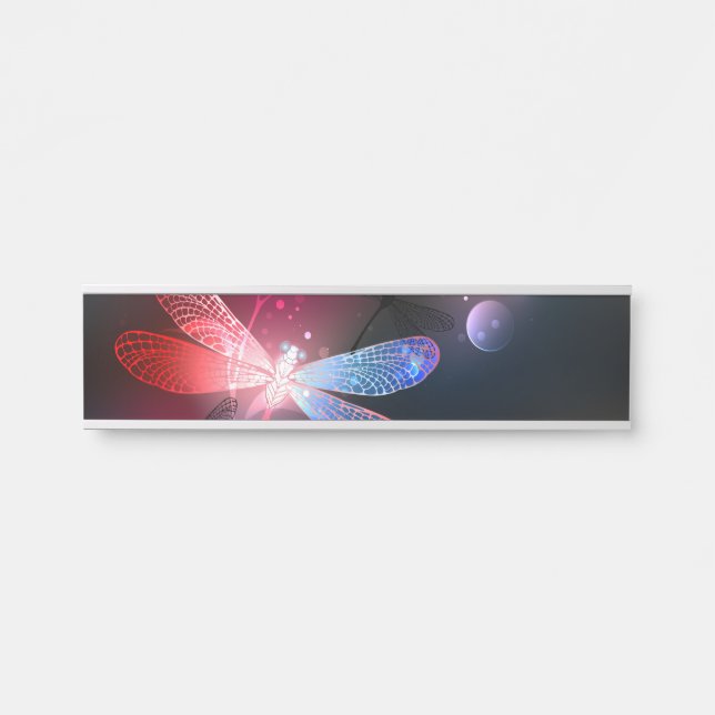 Glowing red dragonfly door sign (Front)