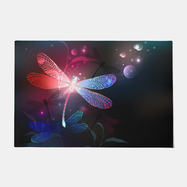 Glowing red dragonfly doormat (Front)