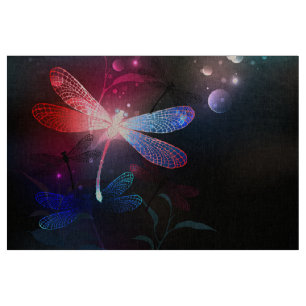 Glowing red dragonfly fabric
