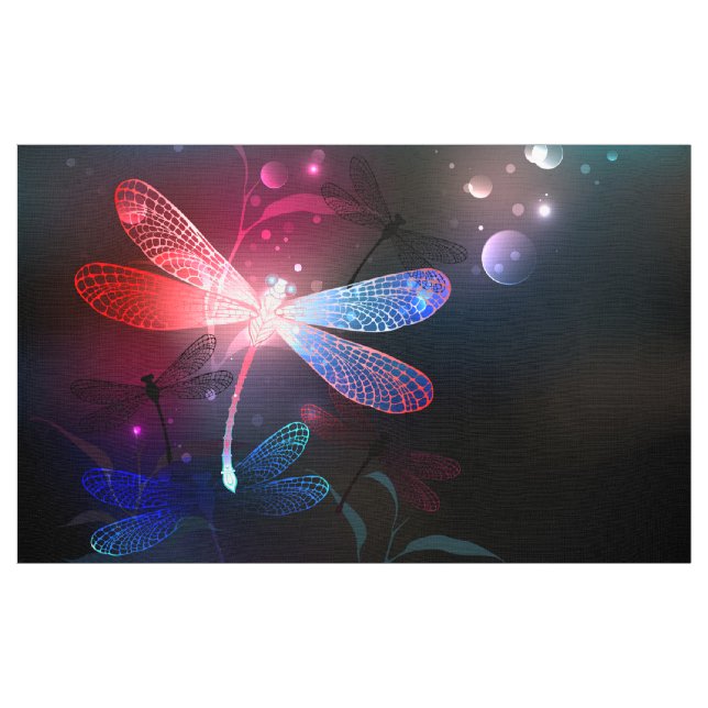 Glowing red dragonfly fabric (Yard)