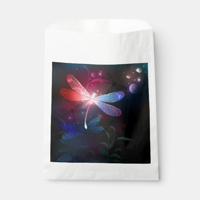 Glowing red dragonfly favour bags (Front)