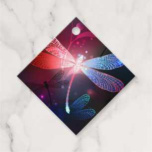 Glowing red dragonfly favour tags