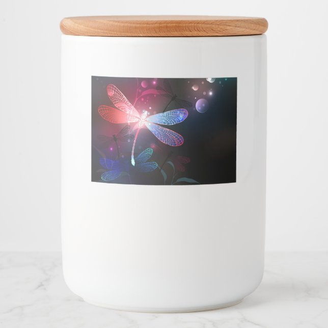 Glowing red dragonfly food label (Front)