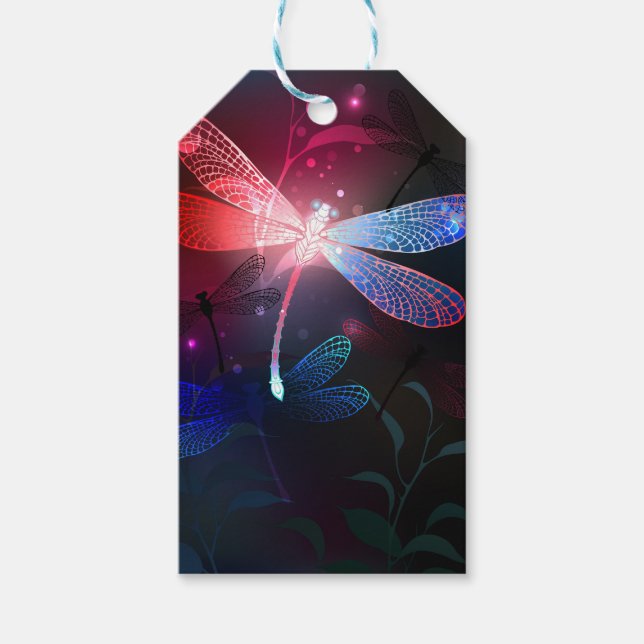 Glowing red dragonfly gift tags (Front)