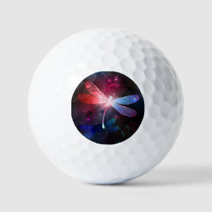 Glowing red dragonfly golf balls