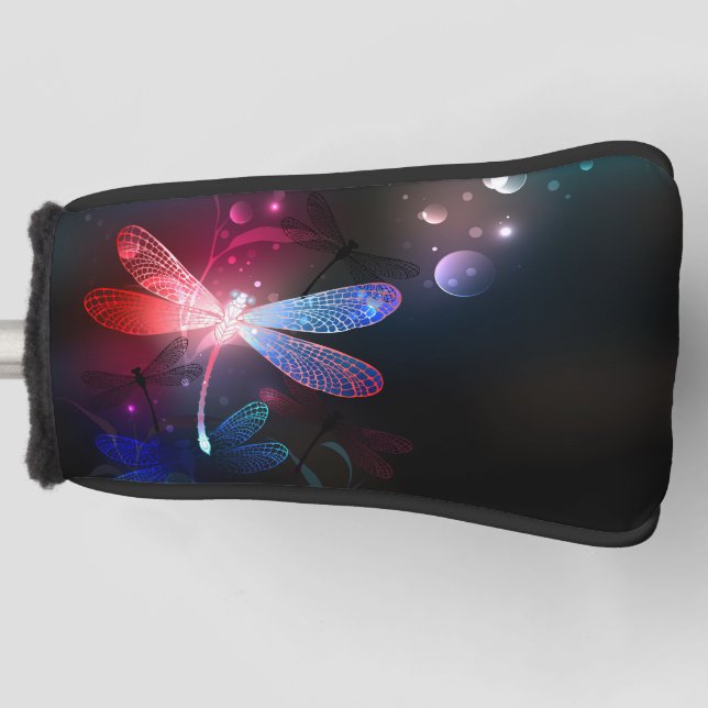 Glowing red dragonfly golf head cover (Front)