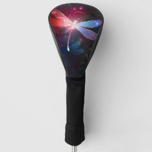 Glowing red dragonfly golf head cover