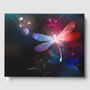 Glowing red dragonfly guest book