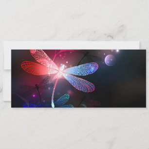 Glowing red dragonfly holiday card
