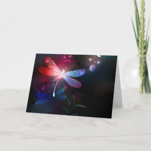 Glowing red dragonfly invitation