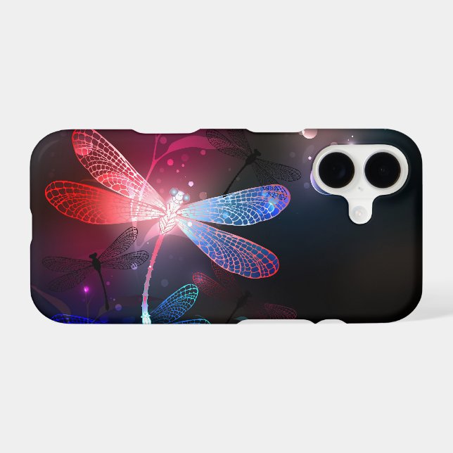 Glowing red dragonfly iPhone case (Back Horizontal)
