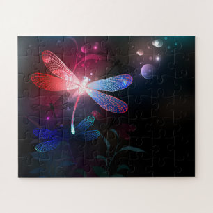Glowing red dragonfly jigsaw puzzle