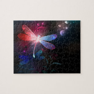 Glowing red dragonfly jigsaw puzzle