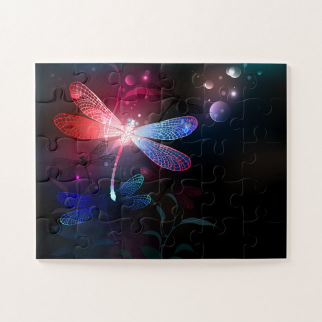 Glowing red dragonfly jigsaw puzzle (Horizontal)