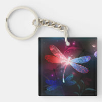 Glowing red dragonfly