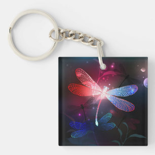 Glowing red dragonfly key ring