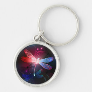 Glowing red dragonfly key ring