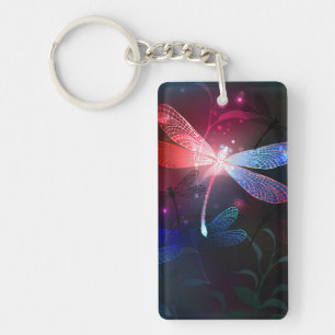 Glowing red dragonfly key ring