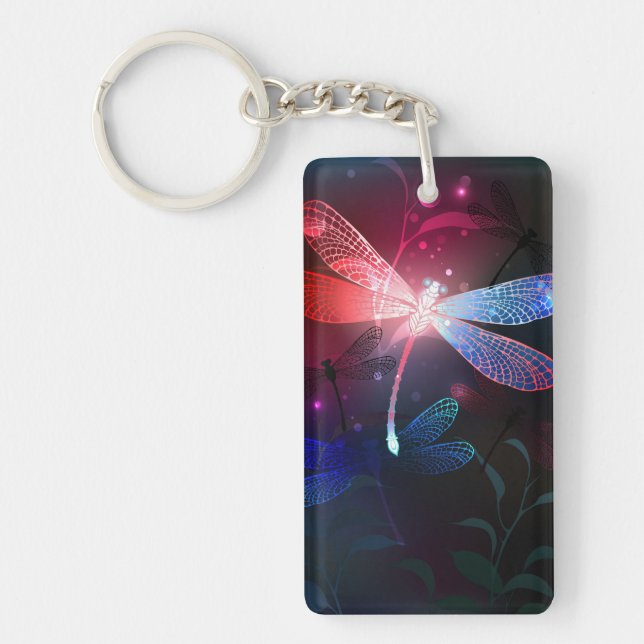 Glowing red dragonfly key ring (Front)